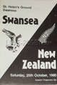 Swansea v New Zealand 1980 rugby  Programmes